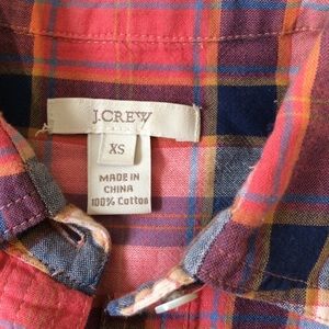sale J.crew sz xs salmon/blu plaid blouse